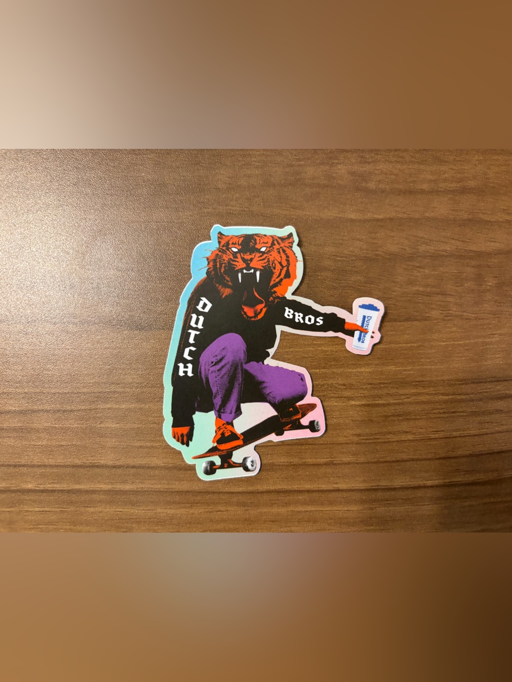 Dutch Bros Limited Tiger on Skateboard Sticker